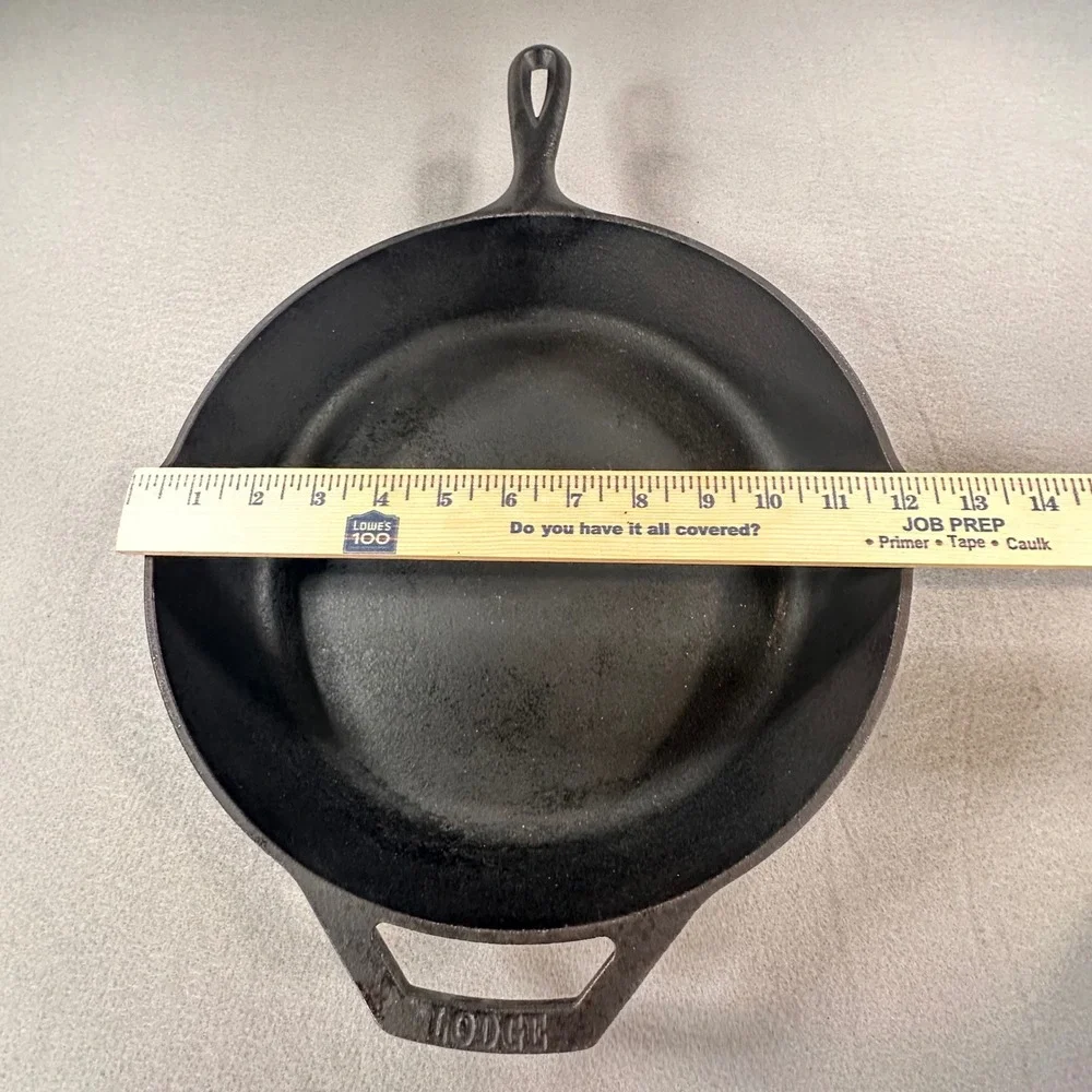 Lodge 12 Inch Cast Iron Skillet with Helper Handle 10SK Made in USA Black